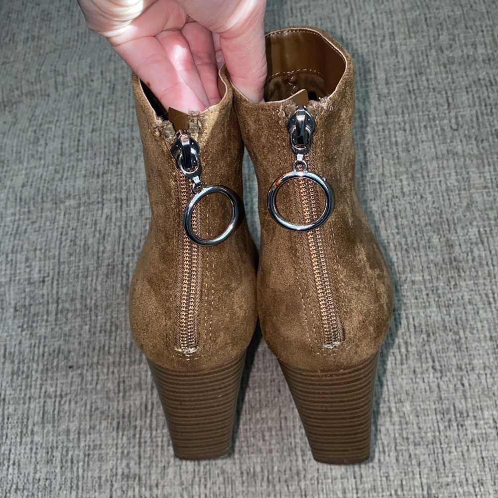 Faux Suede Heeled Ankle Booties - Picture 4 of 6